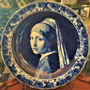 HUGE! Royal Delft 1957 "Girl With A Pearl Earring" Rare Charger Porceleyne Fles